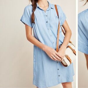 Anthropologie Cloth & Stone Janine Chambray Shirt Dress Size S